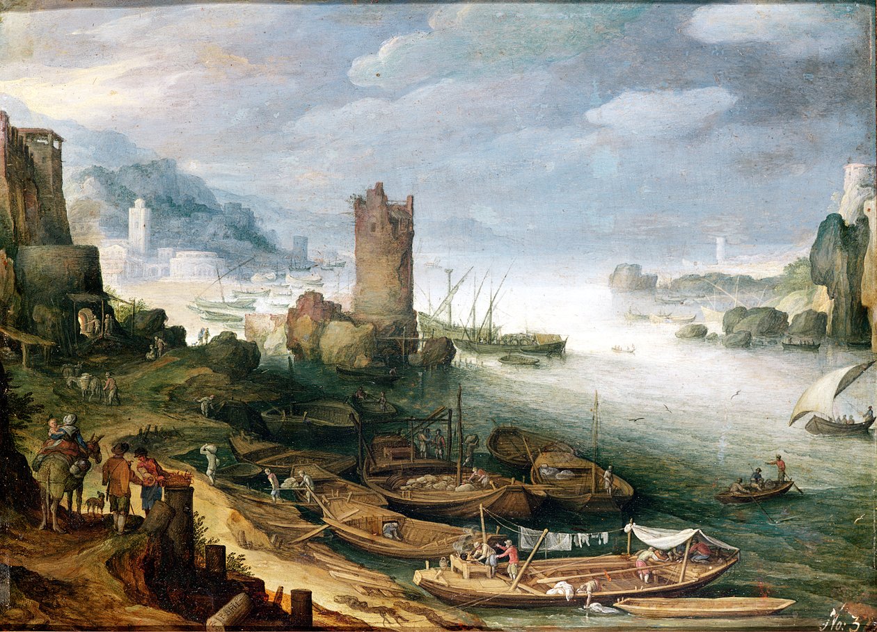 Yıkılmış Bir Kule ile Nehir Manzarası by Paul Bril