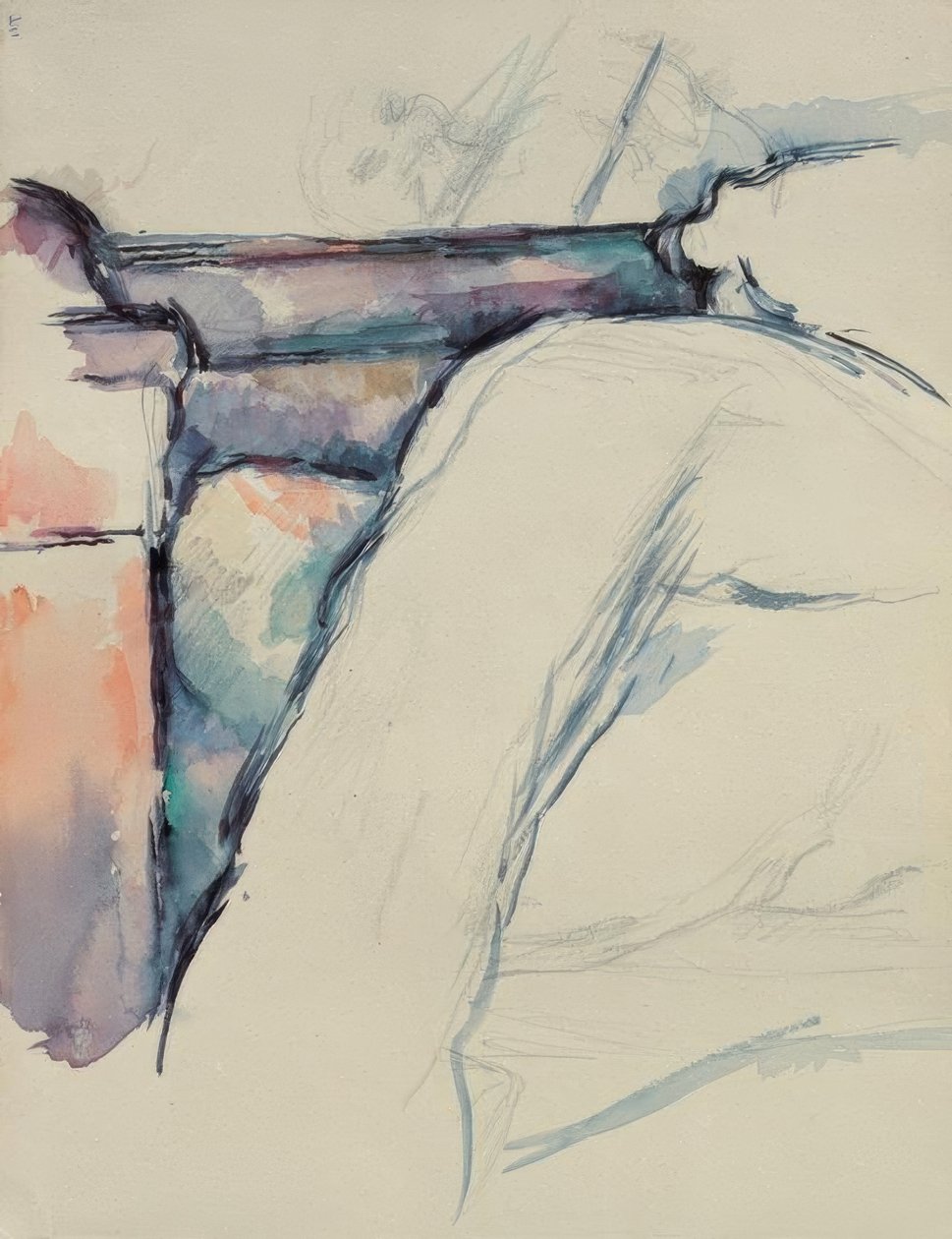Yapılmamış bir yatağın detaylı çalışması by Paul Cézanne