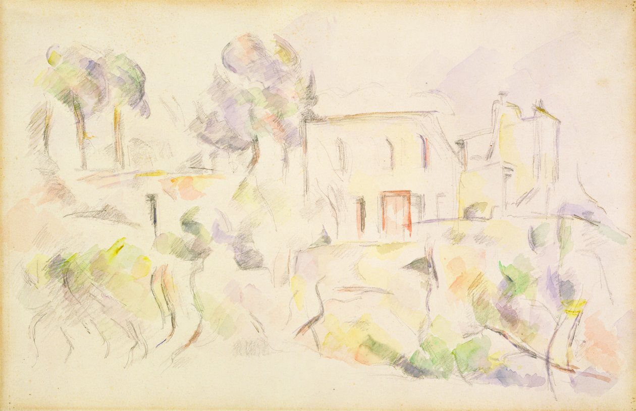 Evler Grubu, 1890-94 (kağıt üzerinde wc) by Paul Cézanne