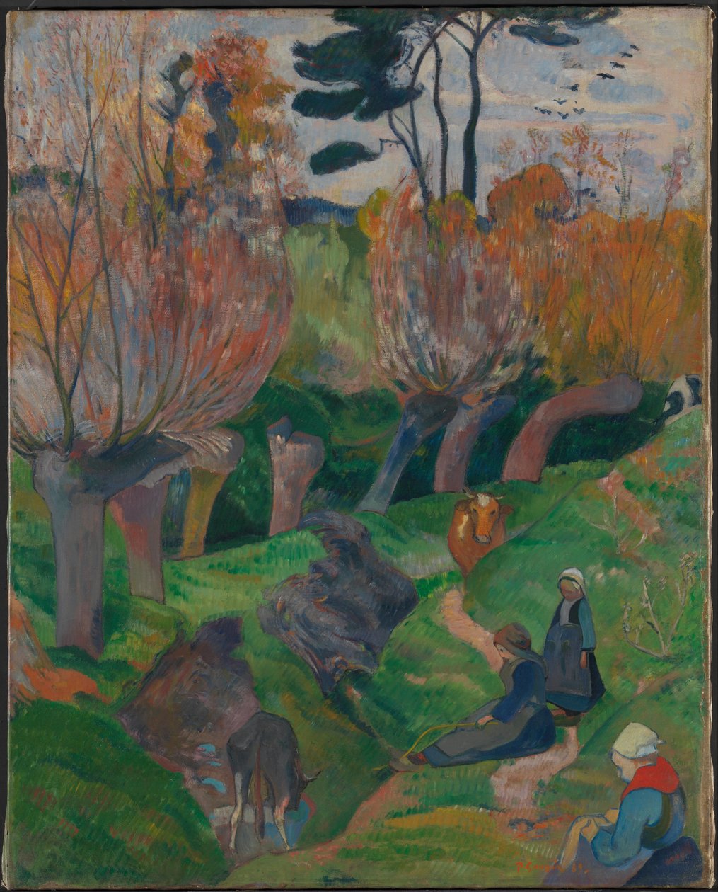 İnekler ile Brittany manzara by Paul Gauguin