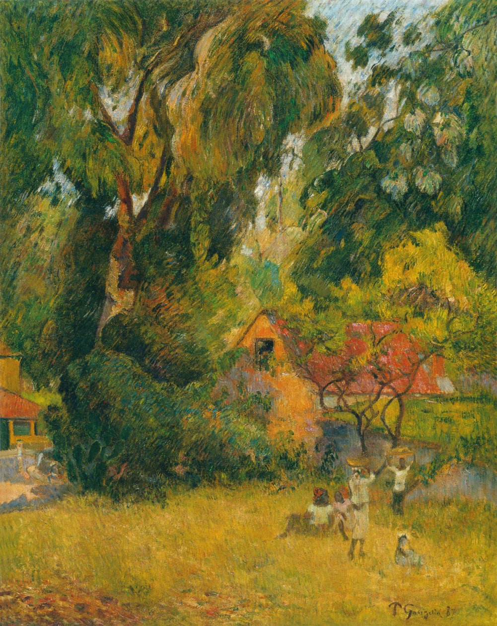Ağaçların Altındaki Kulübeler by Paul Gauguin