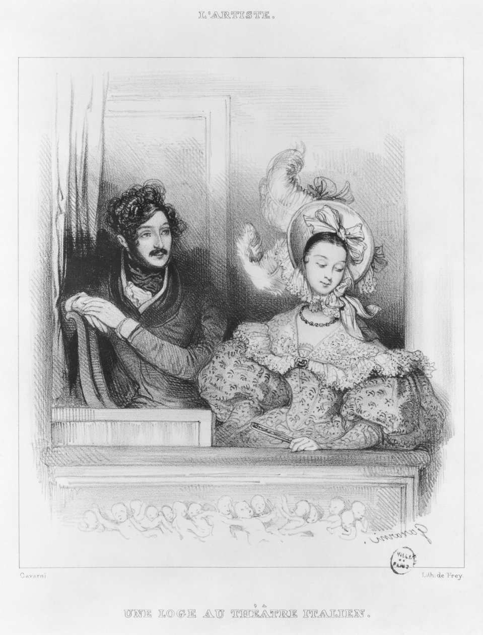 A box at the Theatre Italien, engraved by Frey   by Paul Gavarni