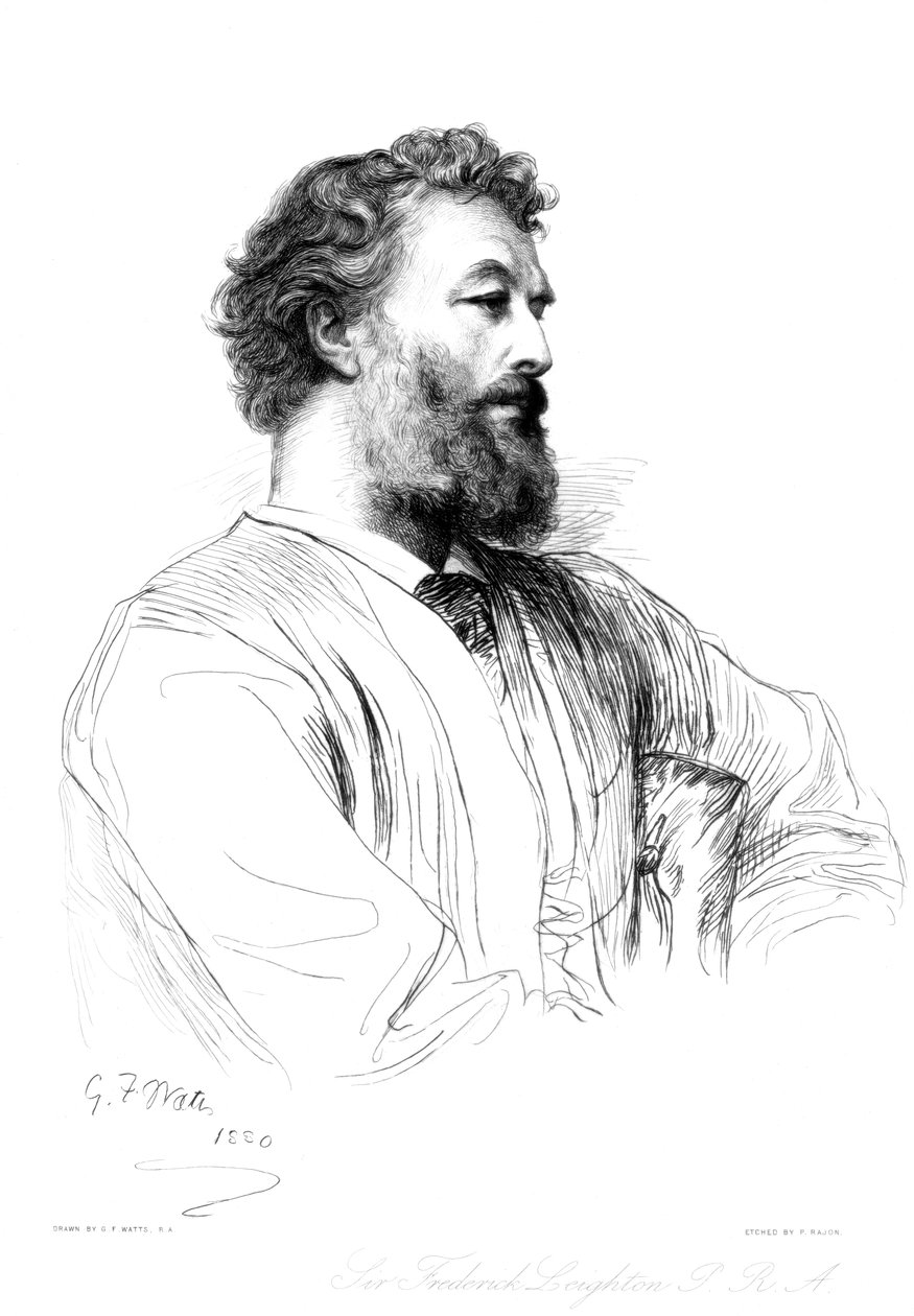 Sir Frederic Leighton, İngiliz sanatçı, c1880-1882.. by Paul Adolphe Rajon