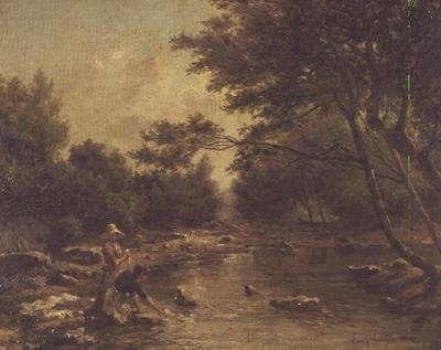Çamaşırcı Kadınlarla Nehir Manzarası by Paul Camille Guigou