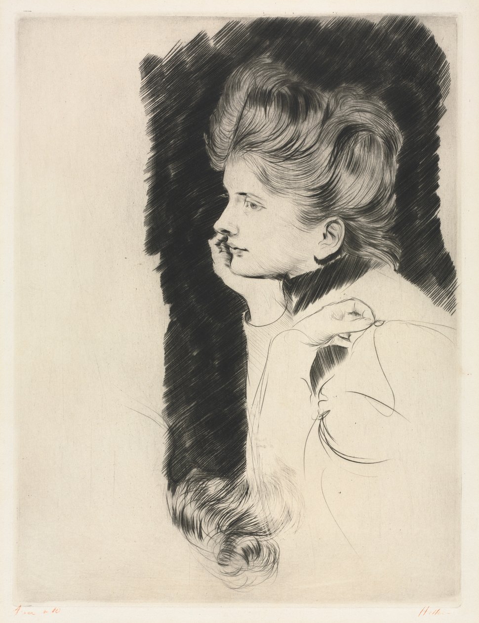 Bir Kadının Başı. by Paul Cesar Helleu