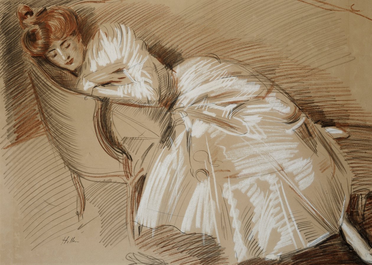 Madam Helleu Şezlonga Uzanmış, by Paul Cesar Helleu