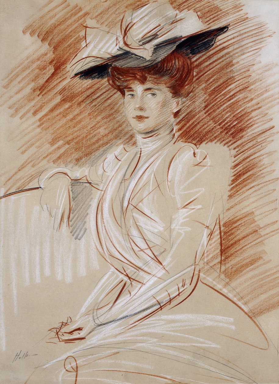 Madam Helleu ve Chapeau, by Paul Cesar Helleu
