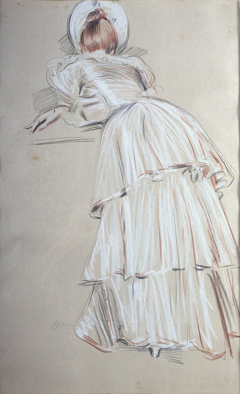 Arkadan yaslanmış duran kadın (pastel) by Paul Cesar Helleu