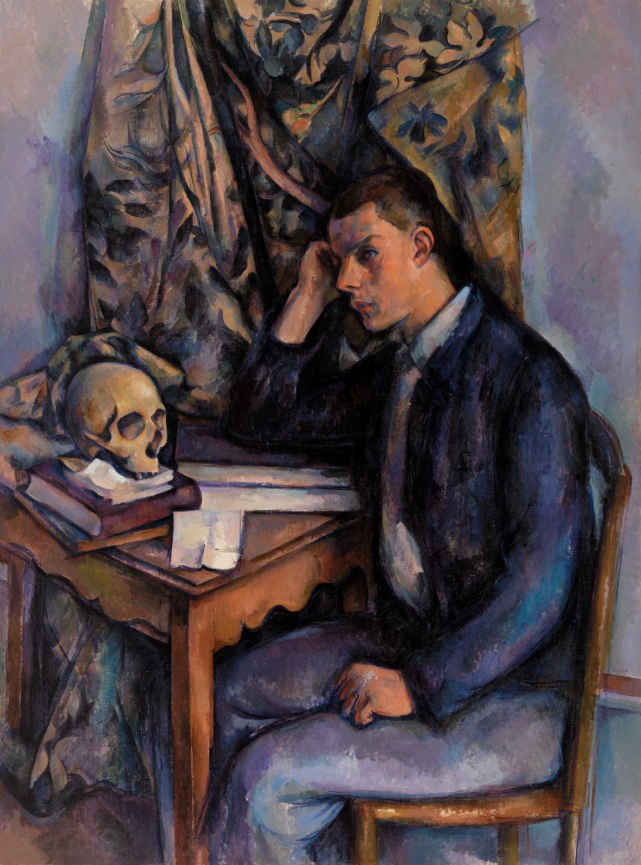 genç adam ve kafatası by Paul Cézanne