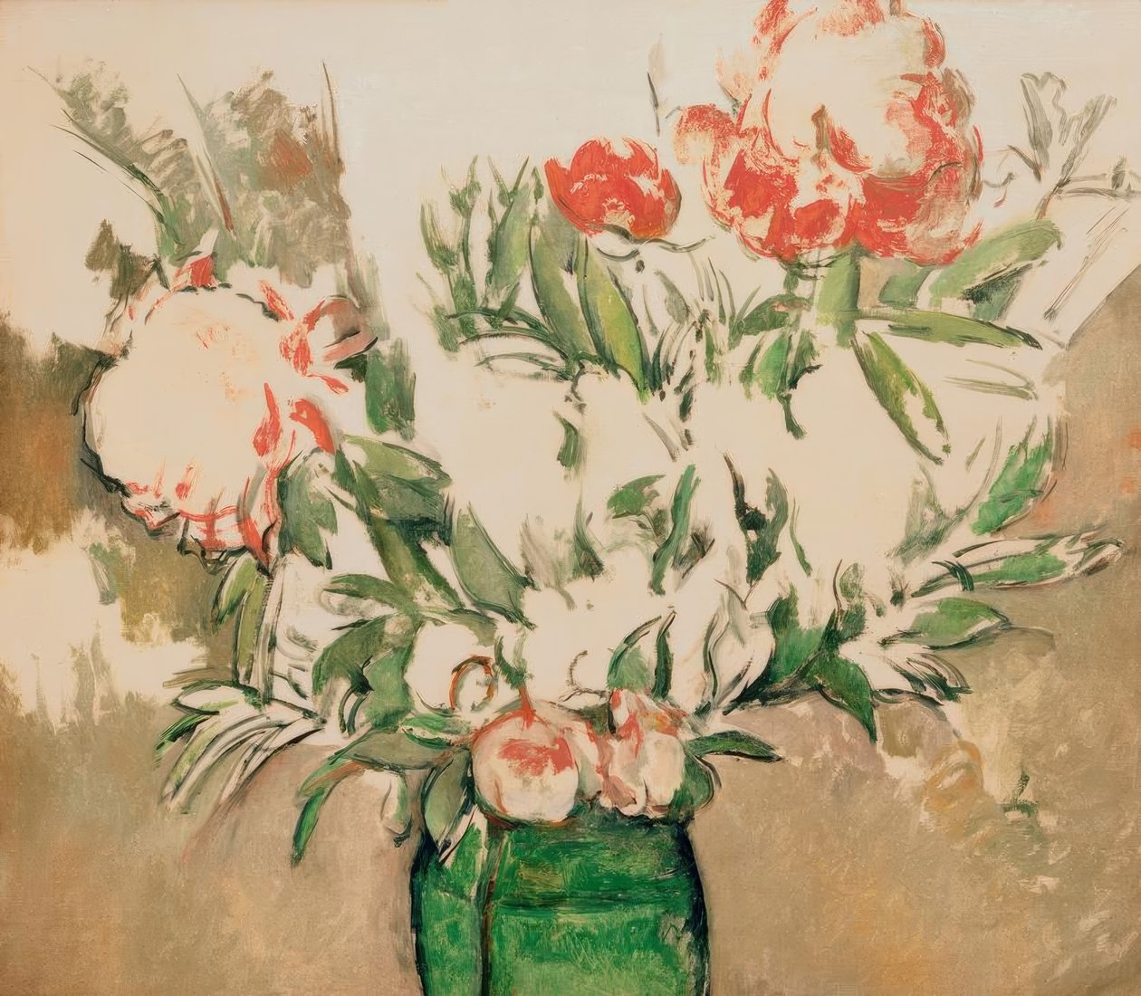 Yeşil bir tencerede şakayık buketi by Paul Cézanne