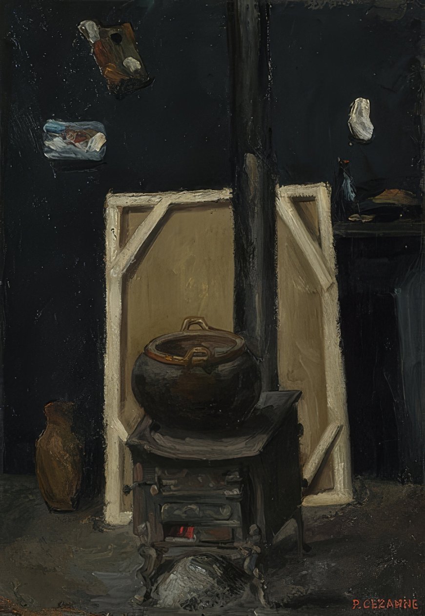 Stüdyoda soba. 1865 civarında by Paul Cézanne