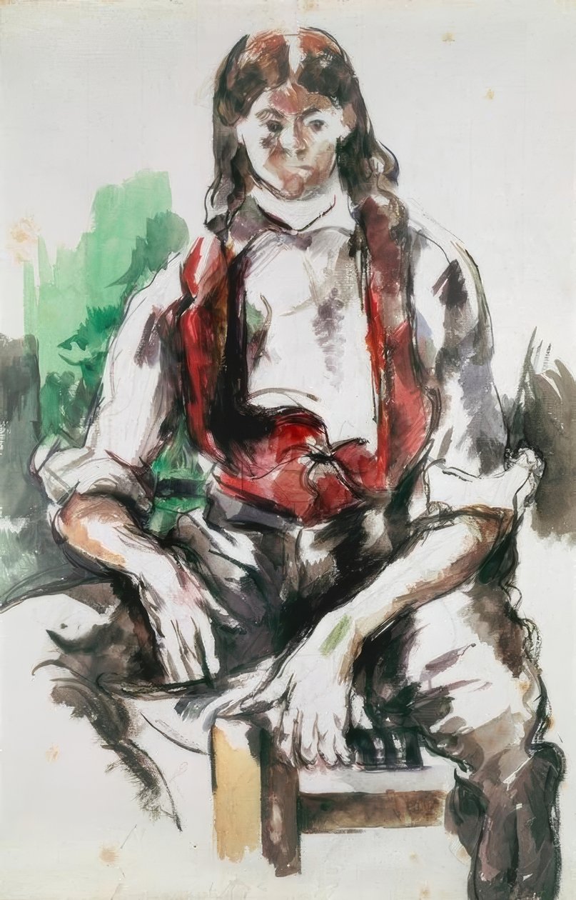 Kırmızı yelekli çocuk by Paul Cézanne