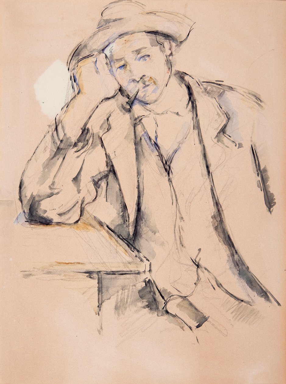 yaslanmış sigara içen by Paul Cézanne