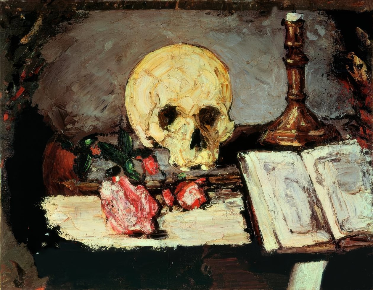 Paul Cézanne, kafatası ve. Mumlar. by Paul Cézanne