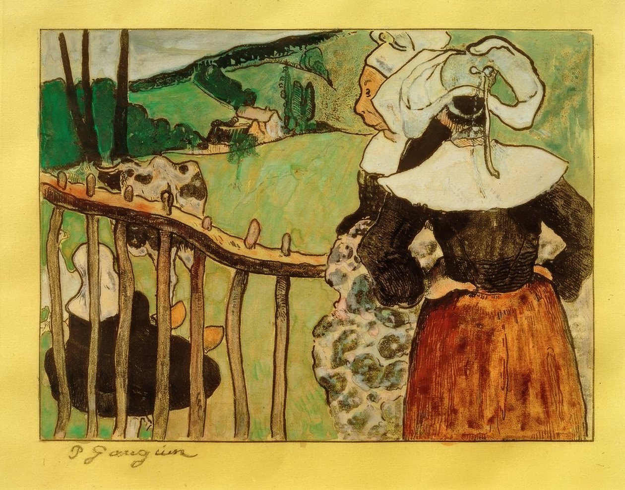 Bariyerdeki Bretonlar by Paul Gauguin