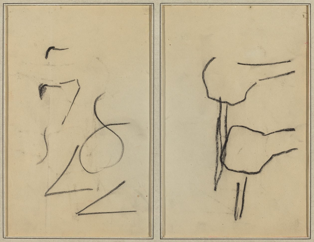 karalamalar; İki Şekil [verso] by Paul Gauguin