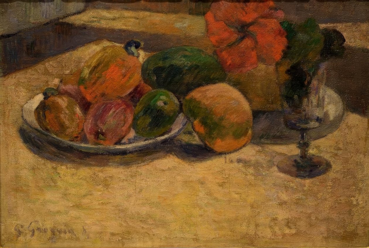 Mango ve ebegümeci ile natürmort by Paul Gauguin