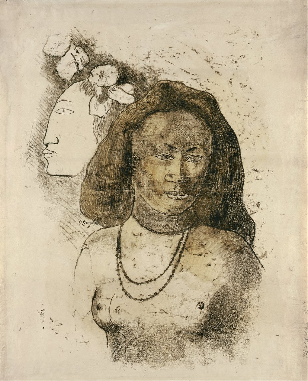Evil Spirit LEsprit peçe ile Tahiti Kadın by Paul Gauguin