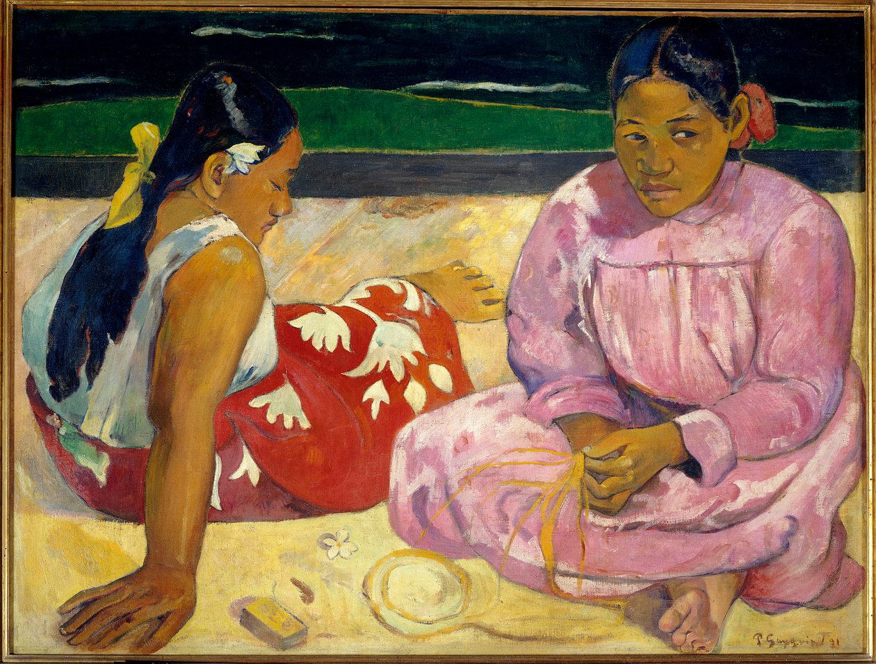 Tahitili kadınlar veya Sahilde by Paul Gauguin