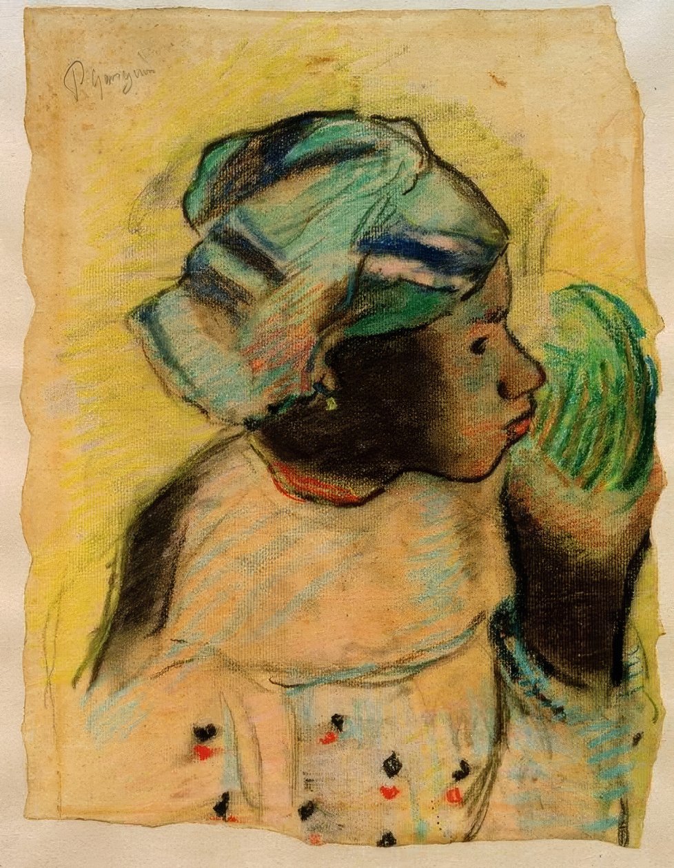 Bir kadının başı, Martinik by Paul Gauguin