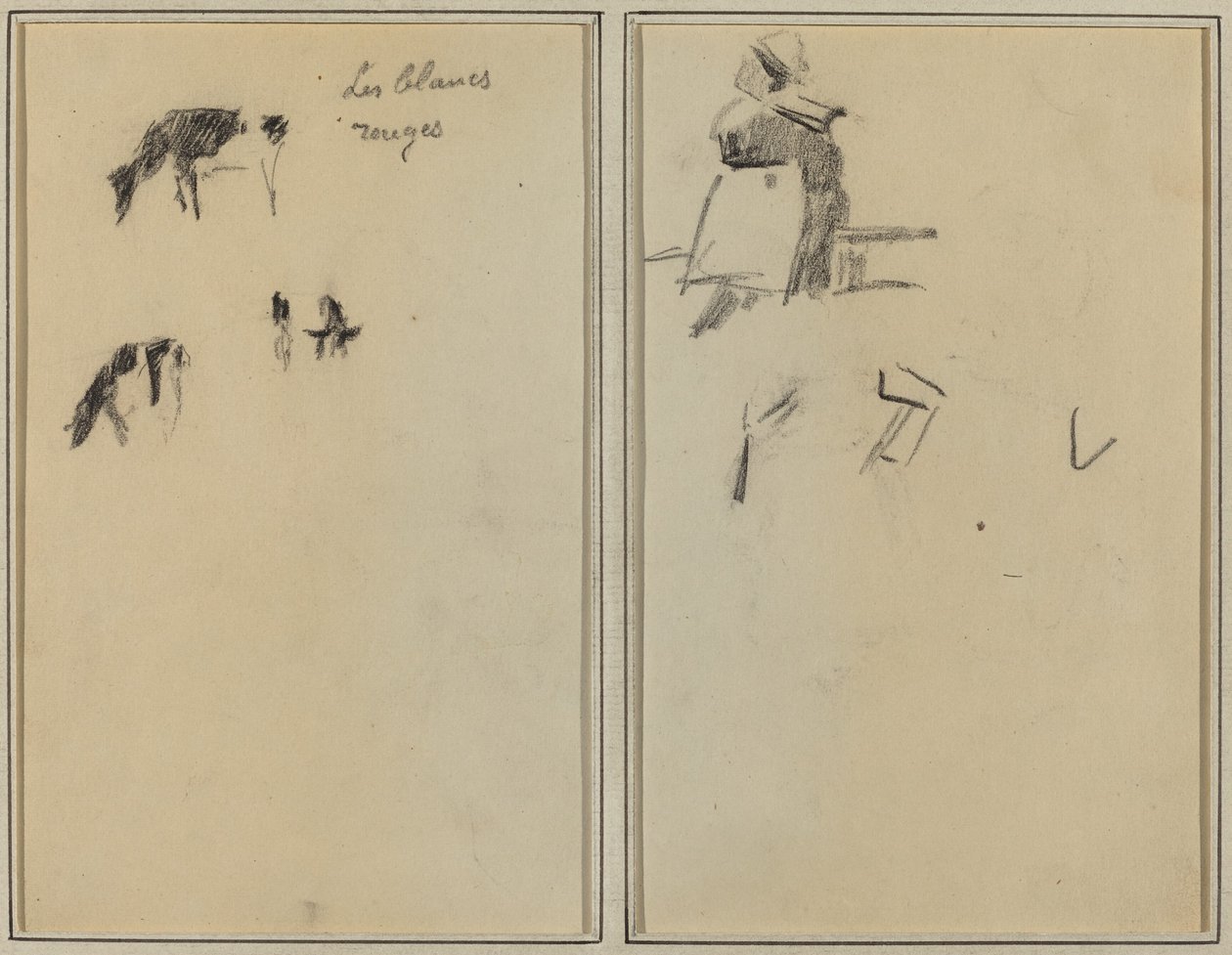 İki İnek; Oturan Breton Kadın [verso] by Paul Gauguin
