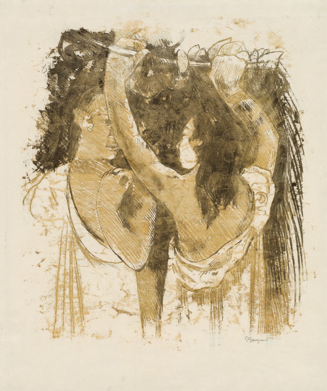 Meyve Toplayan İki Tahitili [recto] by Paul Gauguin