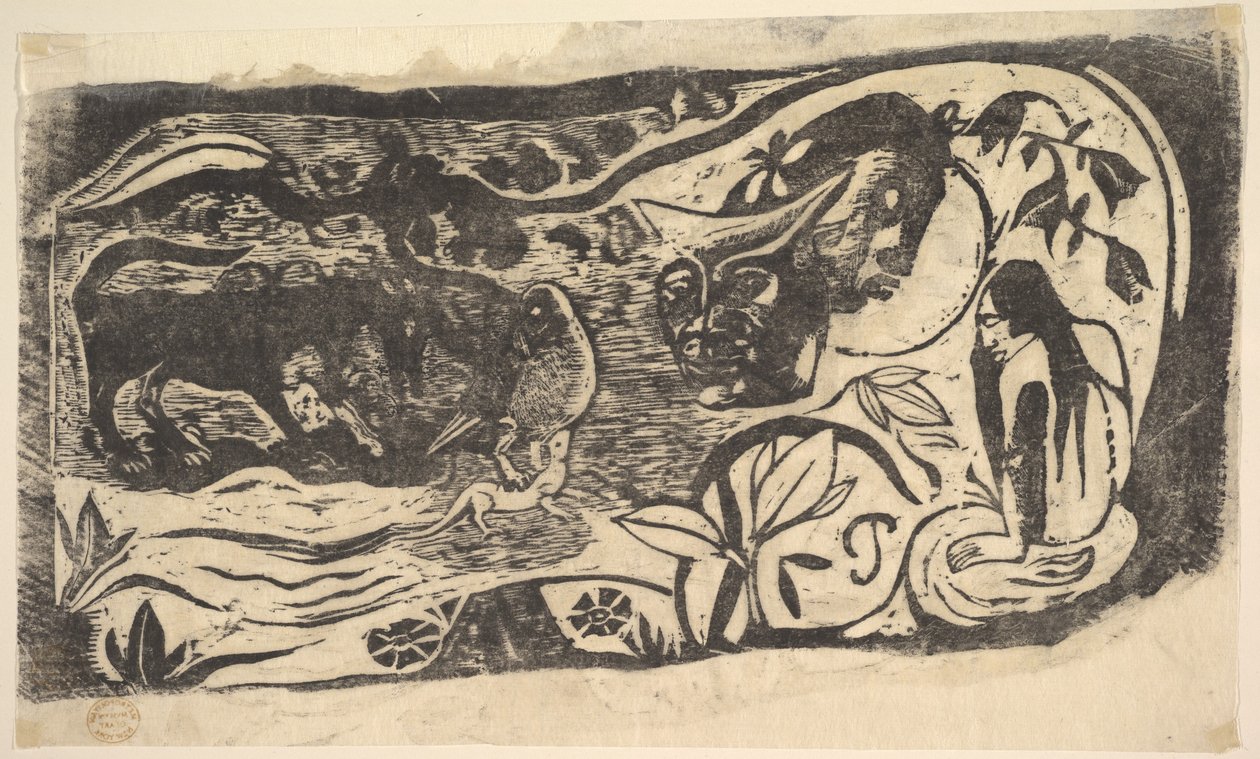 Boynuzlu Başlı Gravür, 1898-99. by Paul Gauguin