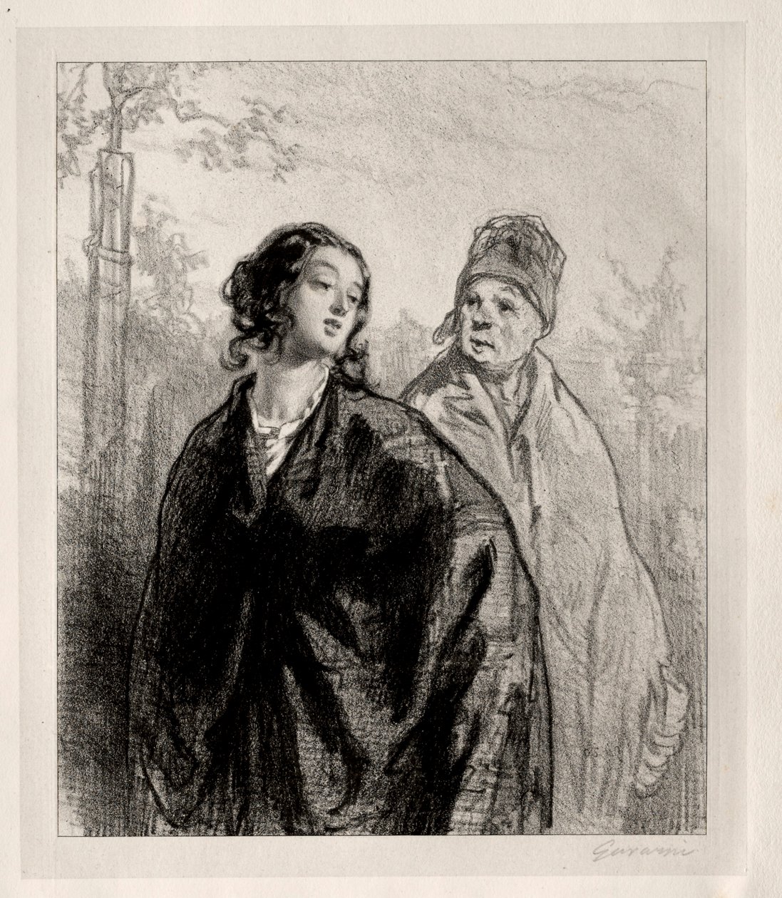 Kızı ve Annesi. by Paul Gavarni