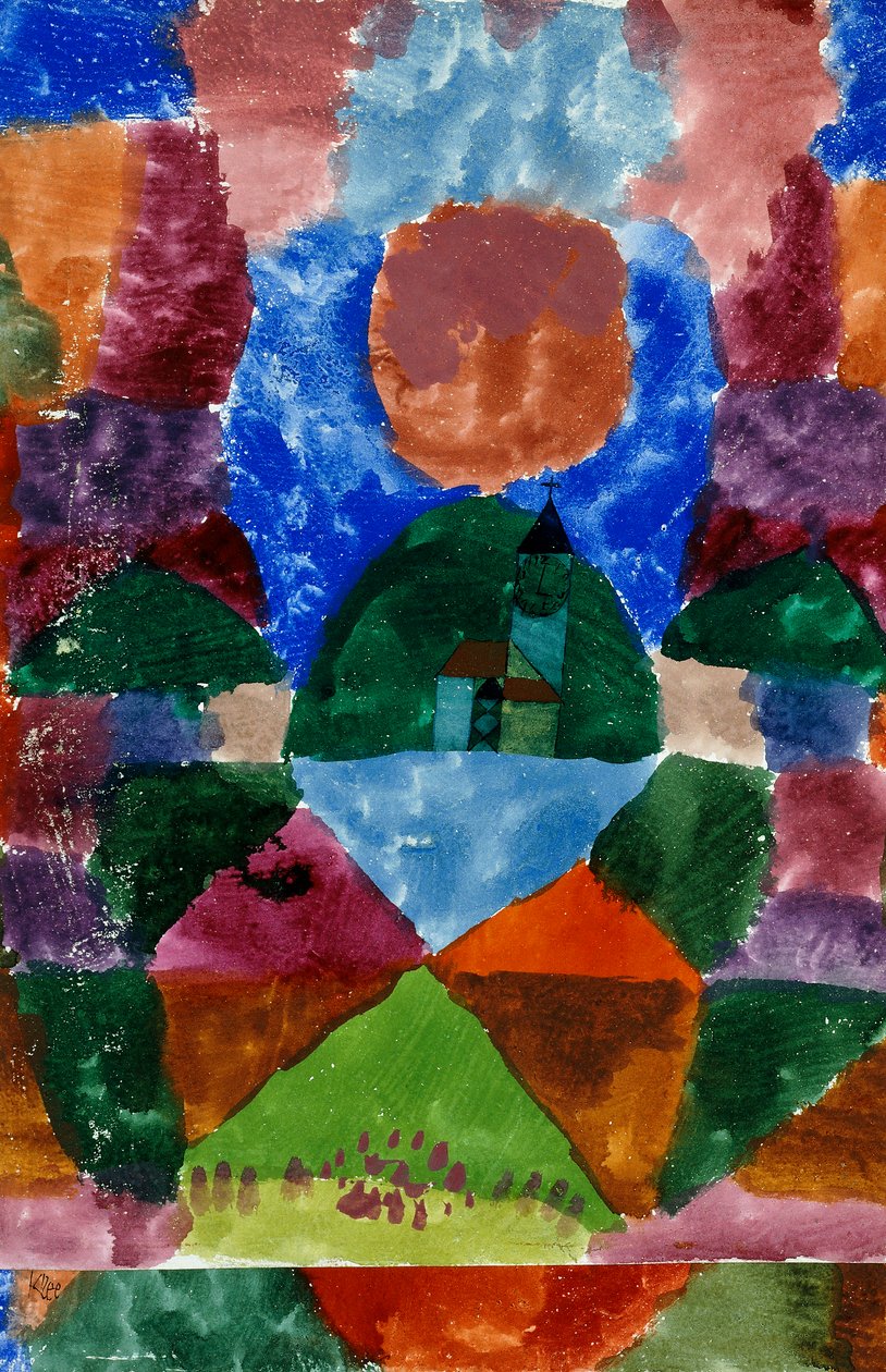 Tegernsee'nin sıkıştırılmış bir görünümü by Paul Klee