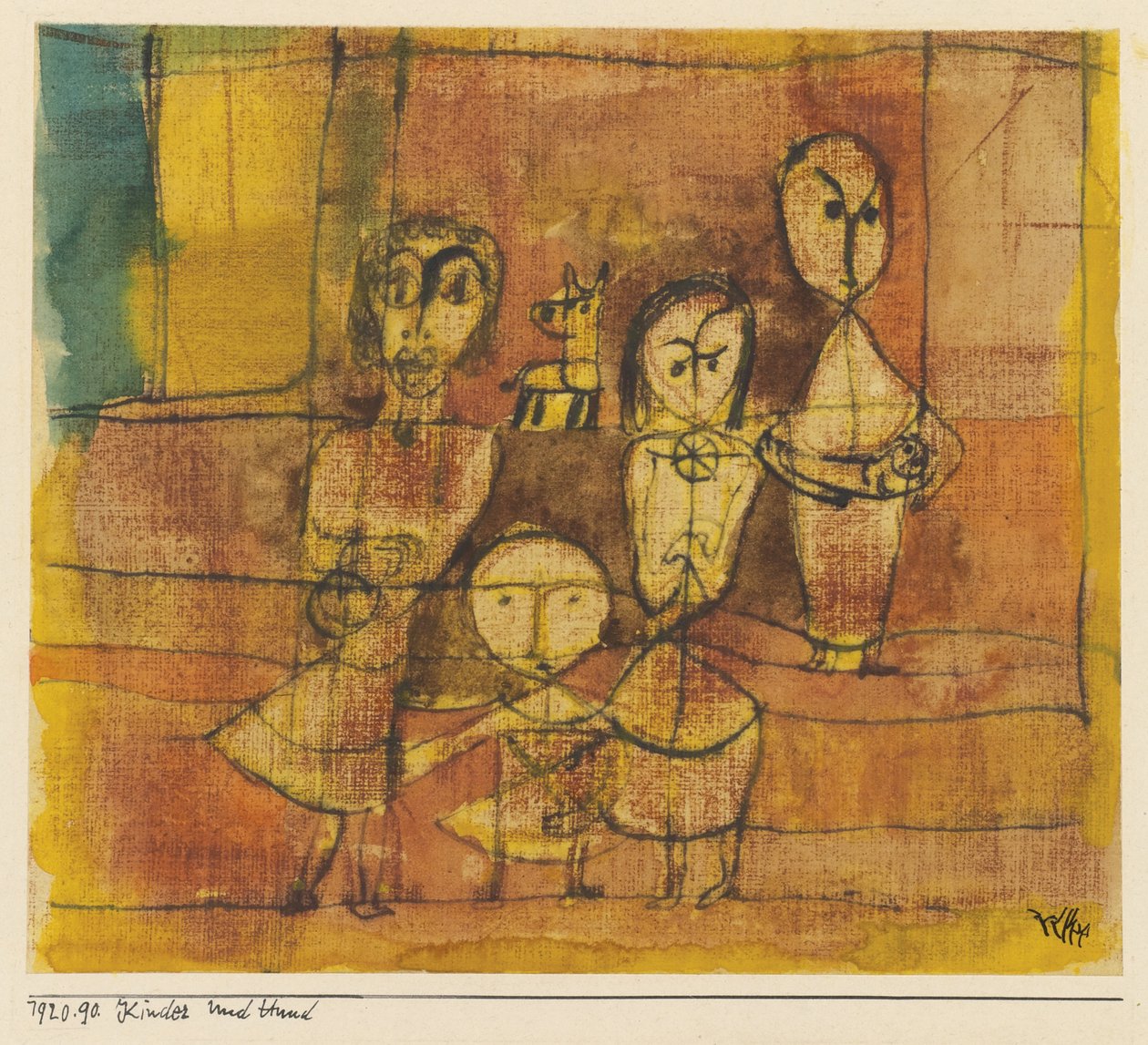 Çocuklar ve köpek, 1920 by Paul Klee
