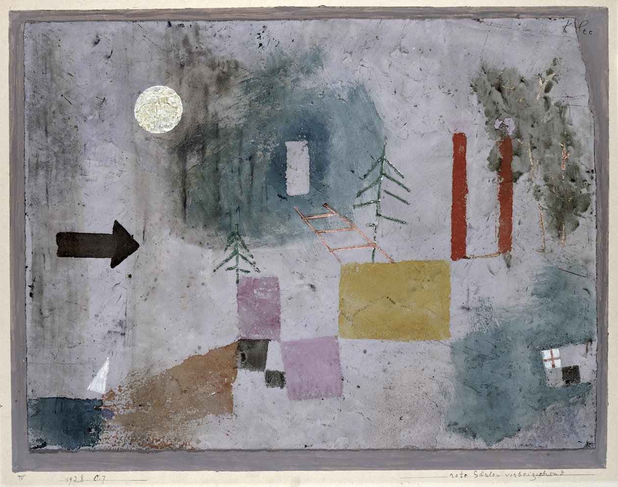 Kırmızı sütunlardan geçerken by Paul Klee