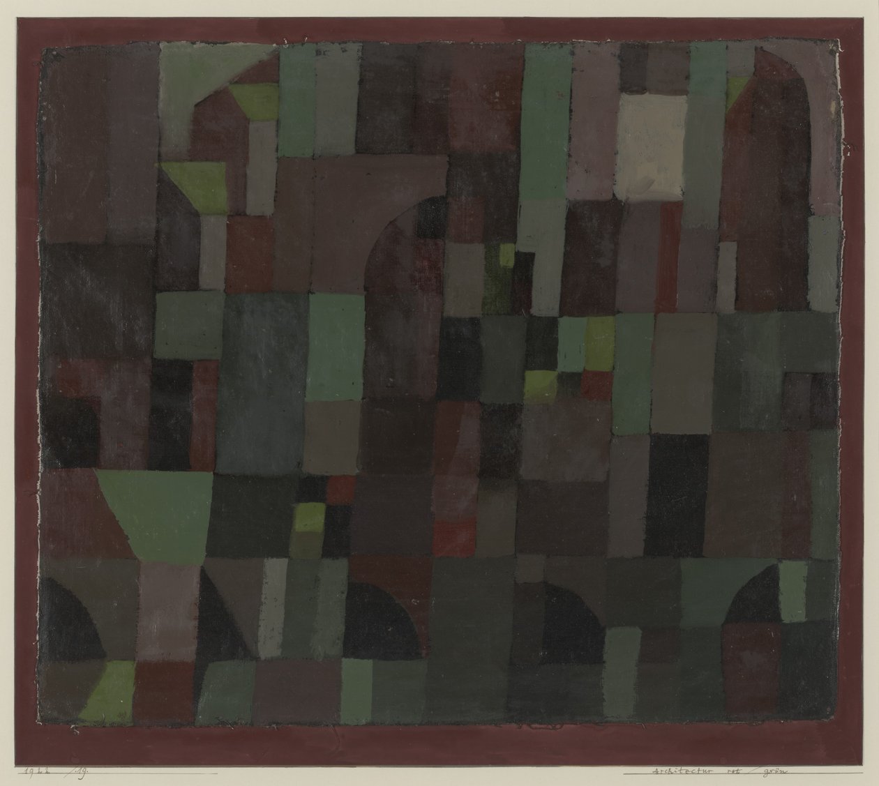 Kırmızı/Yeşil Mimari (sarı/mor tonlama) by Paul Klee