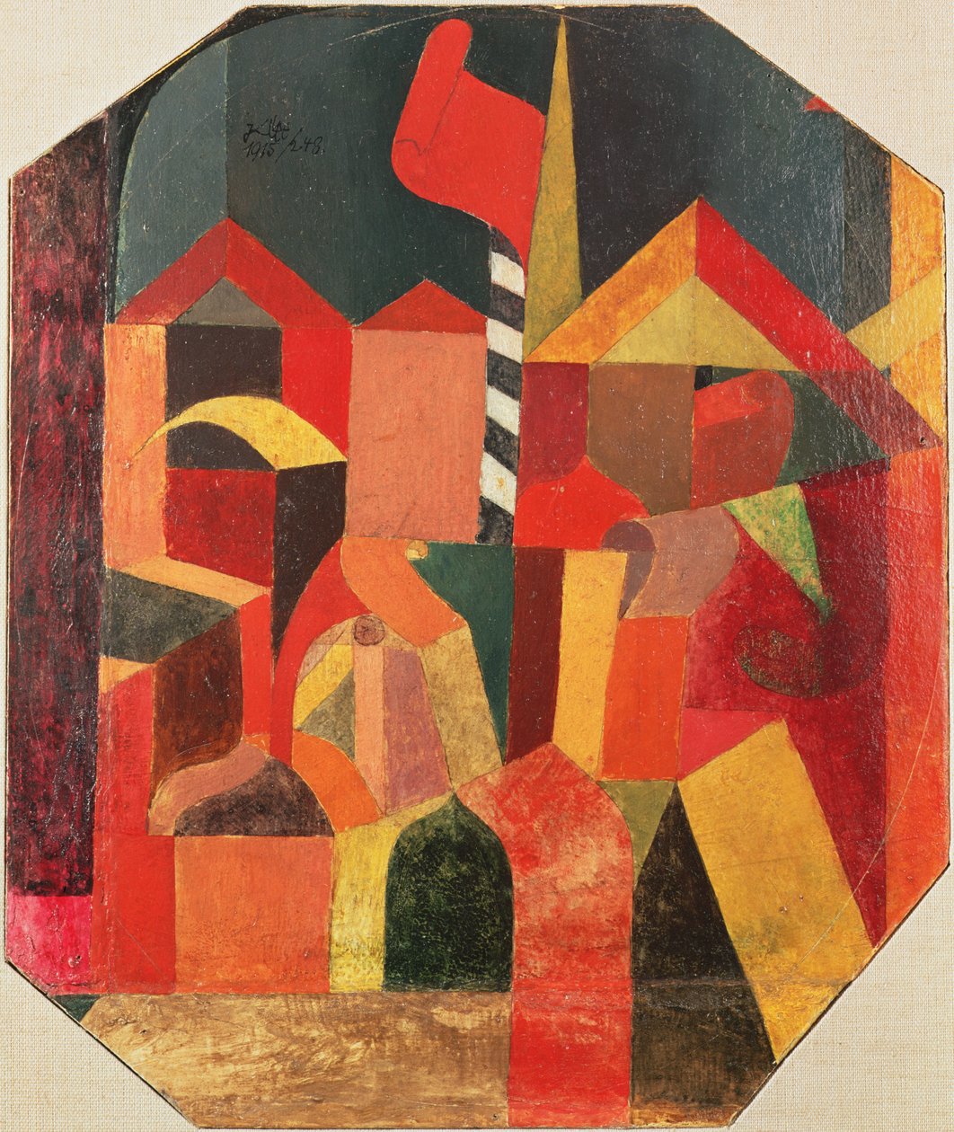 kırmızı bayrak ile by Paul Klee
