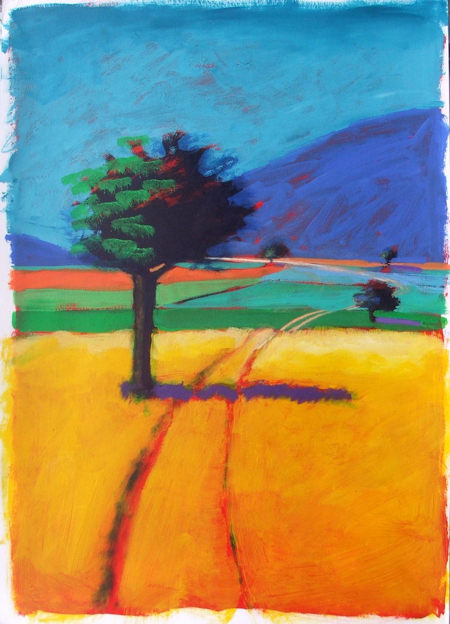 Blue Hill (kart üzerinde akrilik) by Paul Powis
