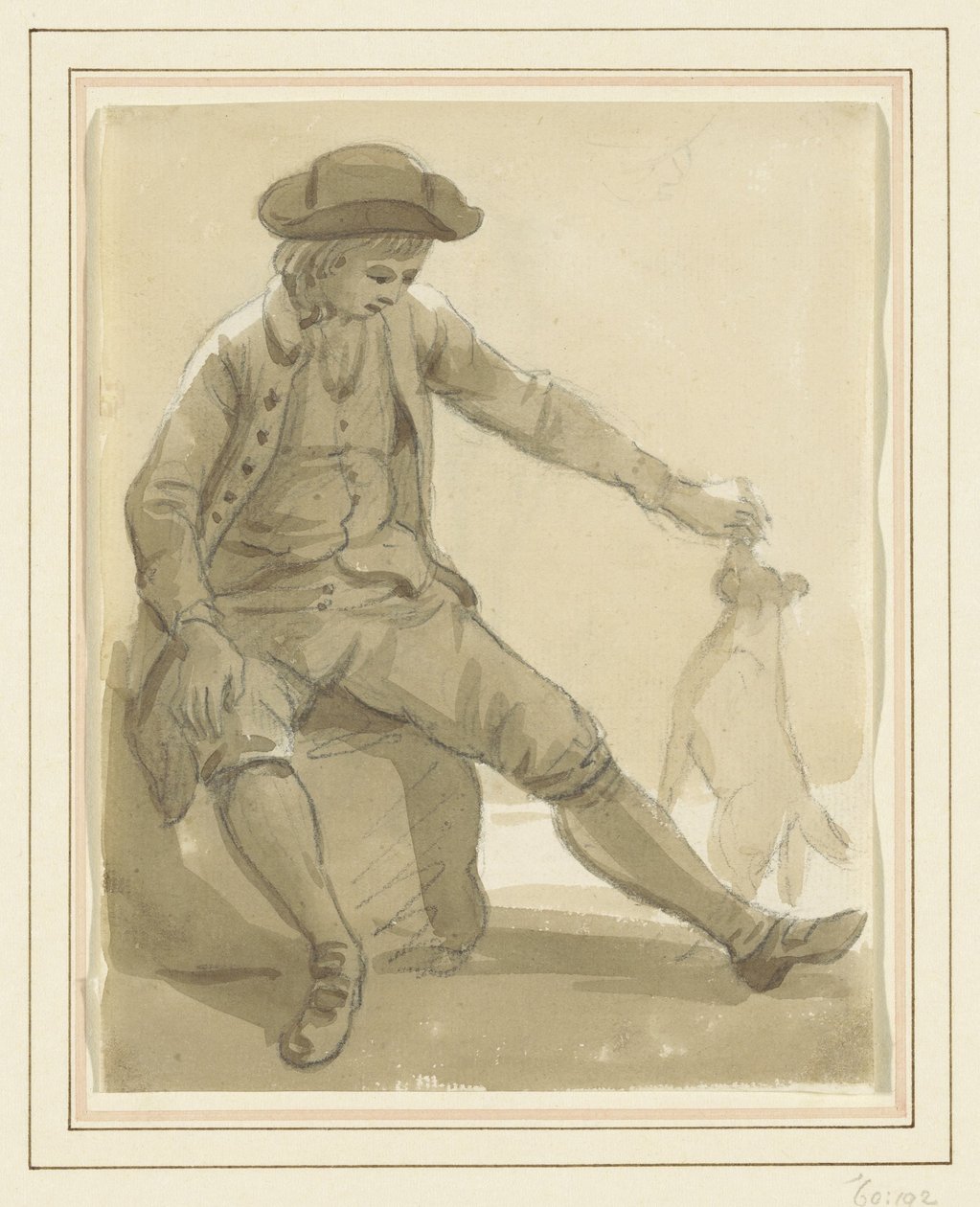 Bir köpekle oynayan çocuk by Paul Sandby