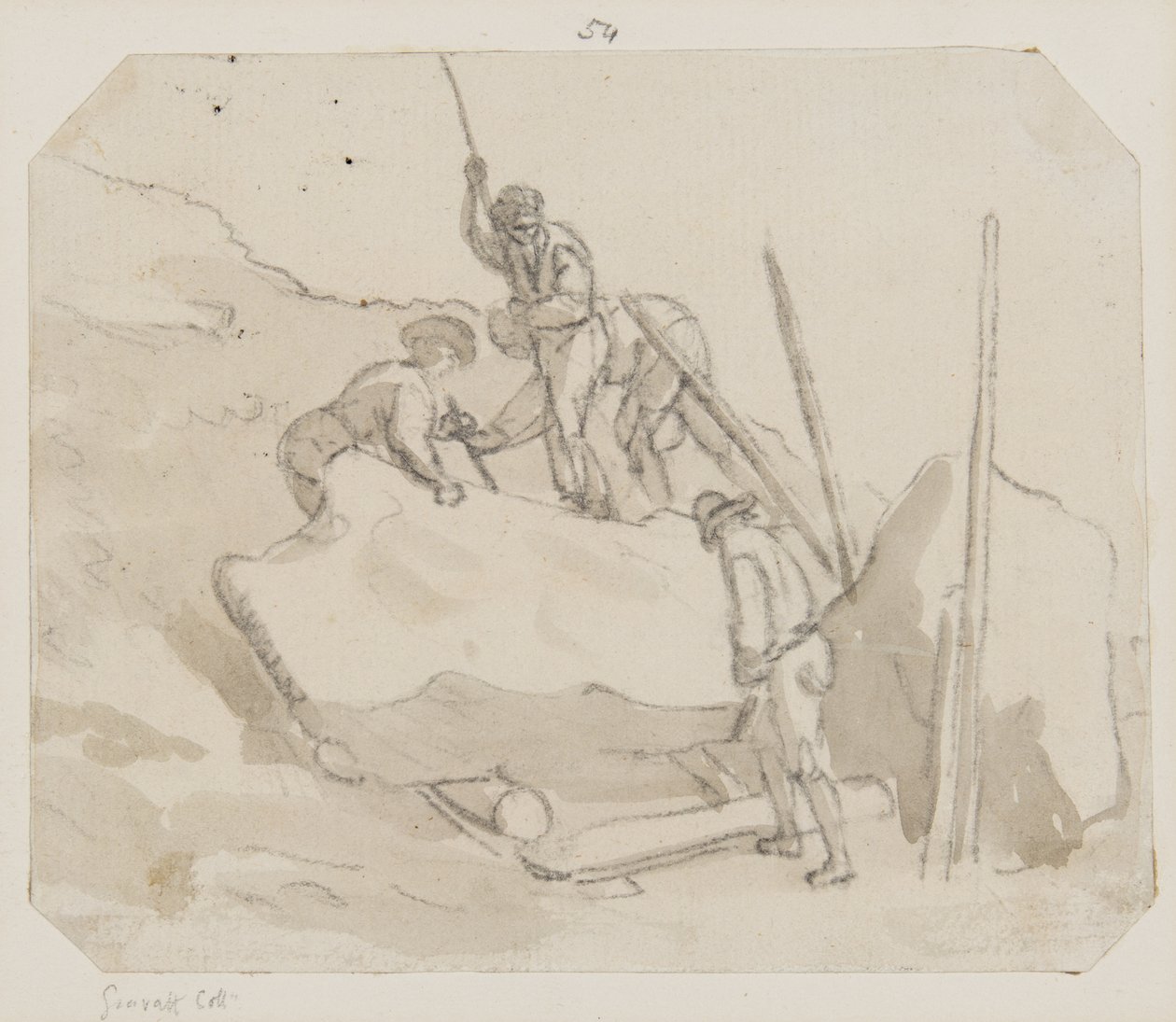 Taş ocağı işçileri (kalem, fırça ve kağıt üzerinde gri yıkama) by Paul Sandby