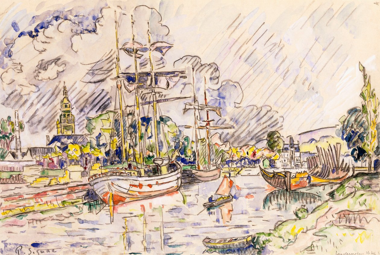Landerneau Limanı, 1921 by Paul Signac
