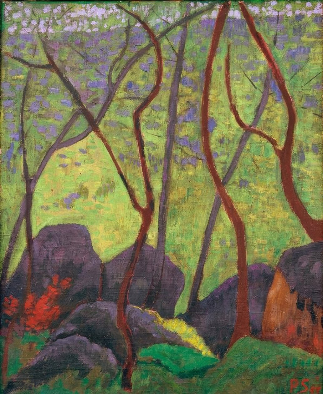 Huelgoat ormanındaki kayalar by Paul Sérusier