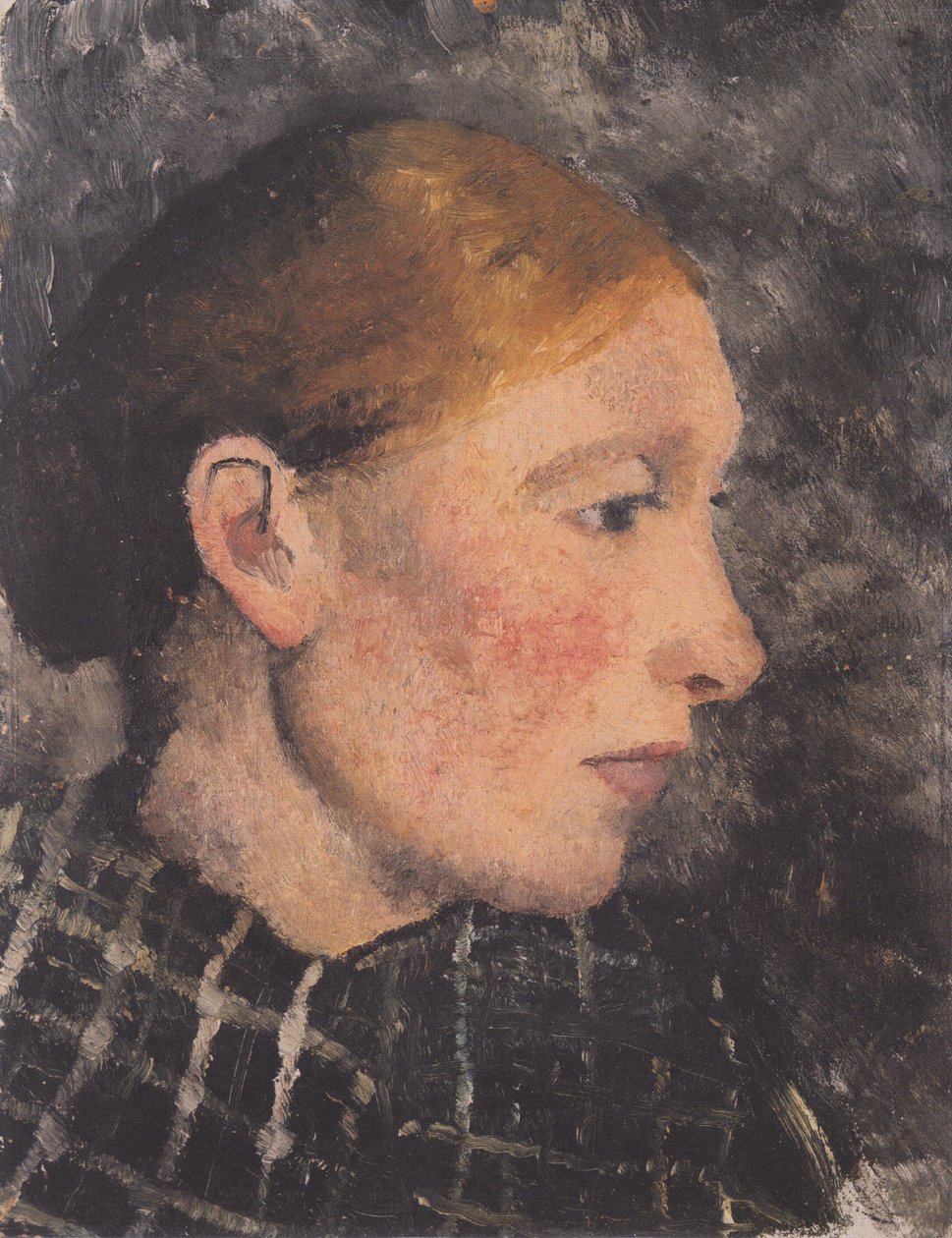 Sağdaki profilde bir köylü kadının başı by Paula Modersohn Becker