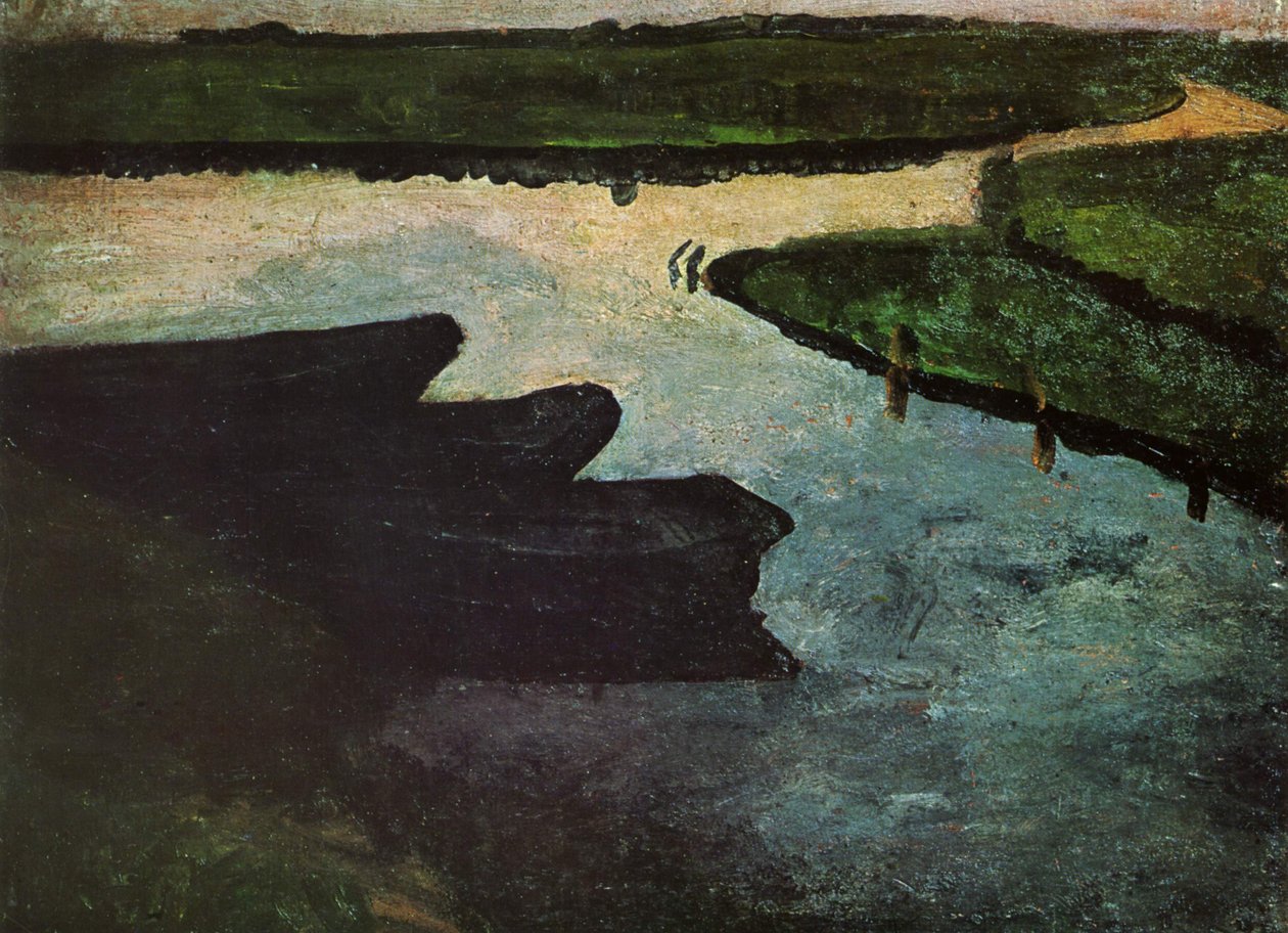 Turba mavnaları olan bataklık kanalı by Paula Modersohn Becker