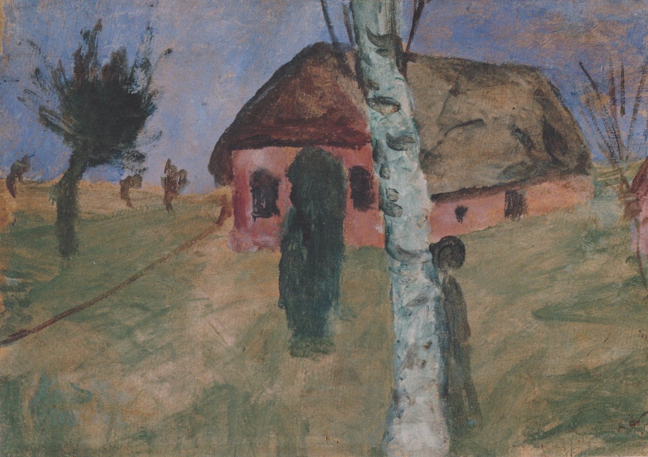 Huş ağacı ile kırmızı ev by Paula Modersohn Becker