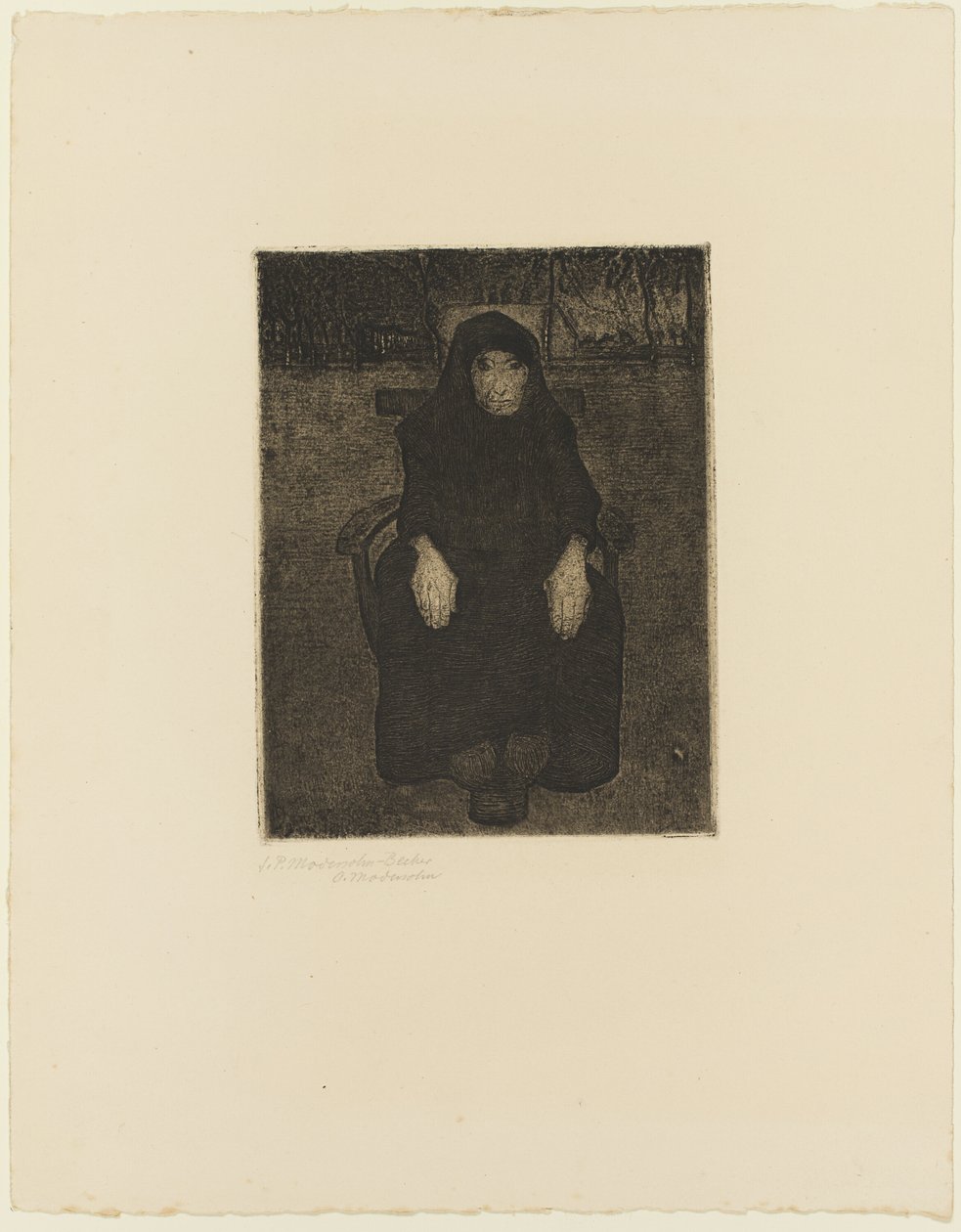 Oturan Yaşlı Kadın by Paula Modersohn Becker