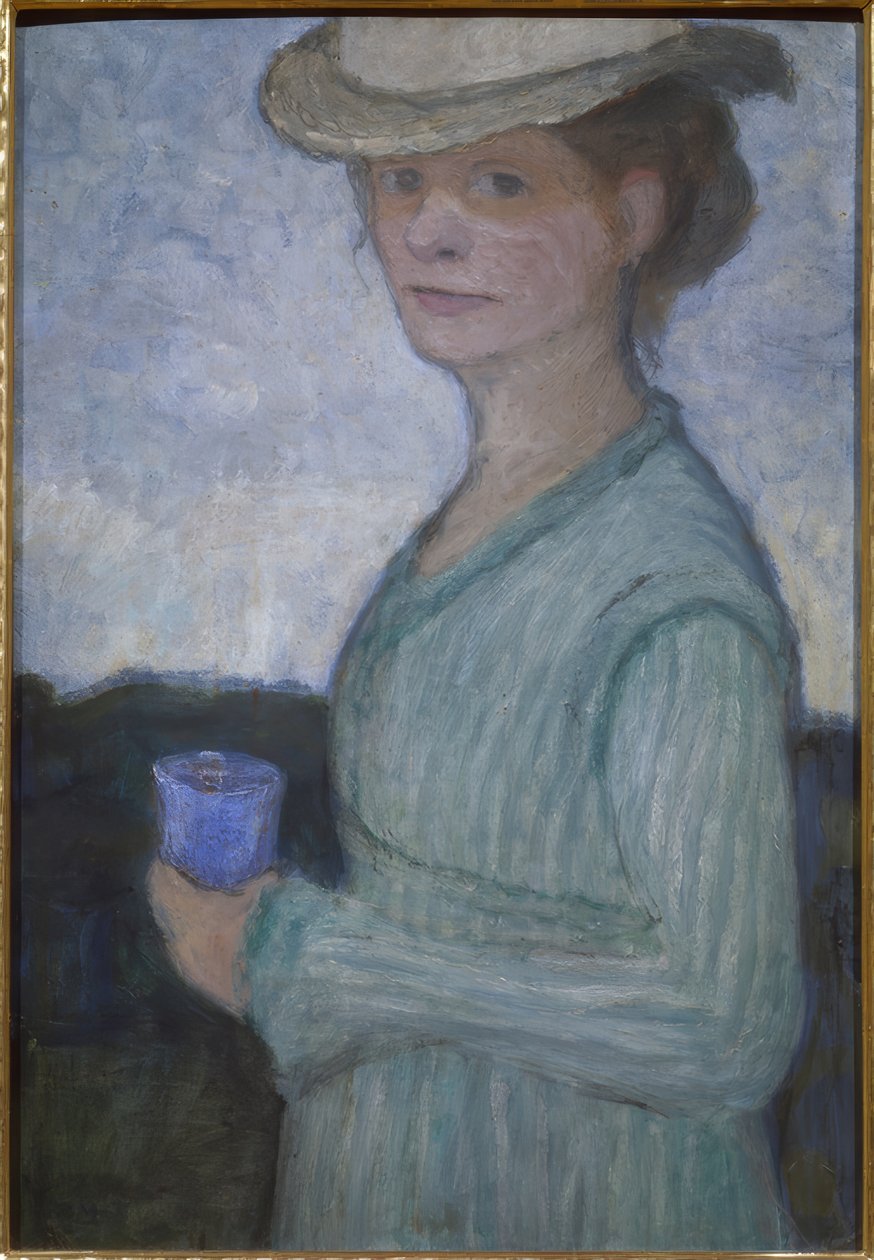 Mavi camlı otoportre by Paula Modersohn Becker