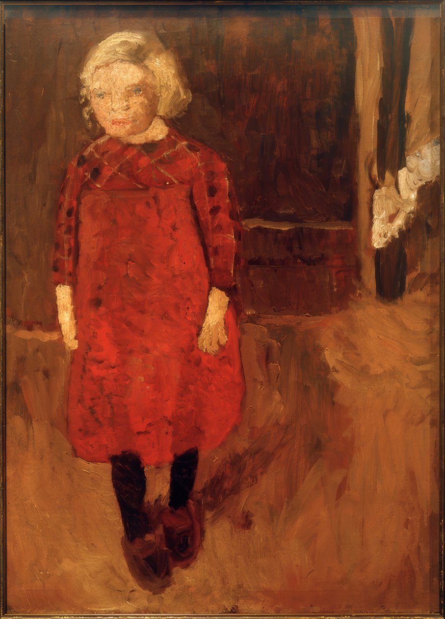 Bir keçi kulübesinin önünde duran kız by Paula Modersohn Becker