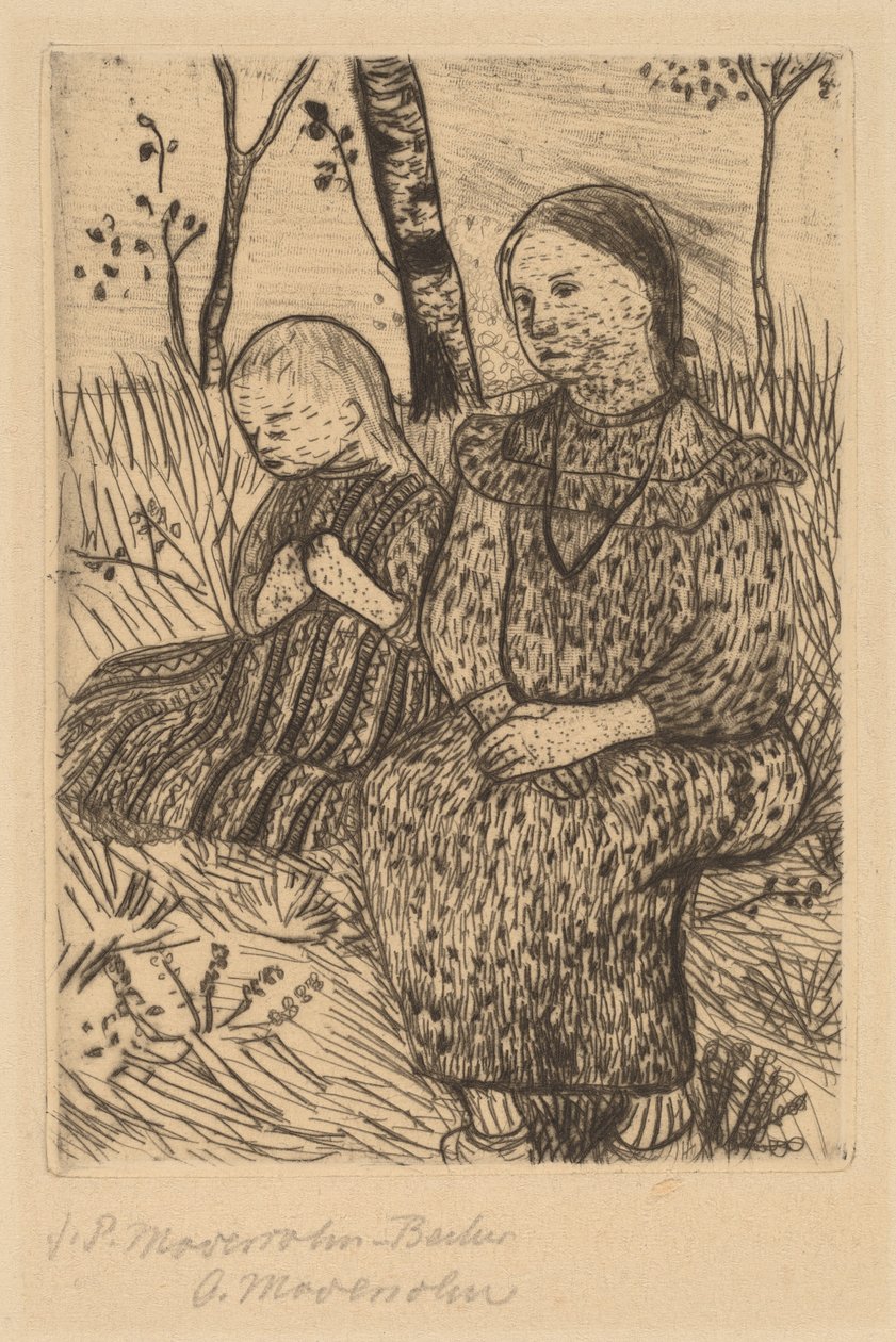 İki Köylü Kız by Paula Modersohn Becker