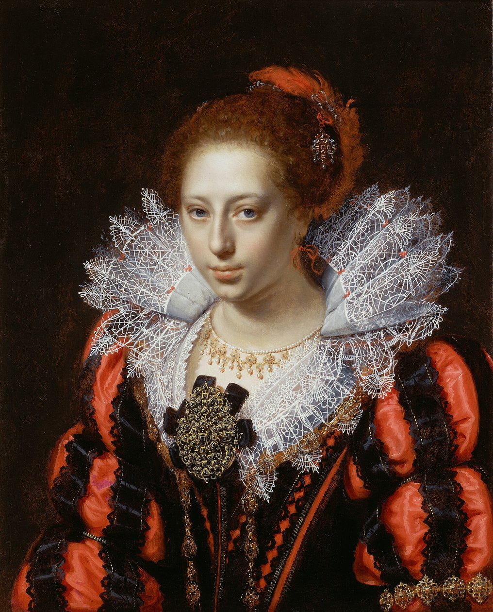 genç bir bayanın portresi by Paulus Moreelse