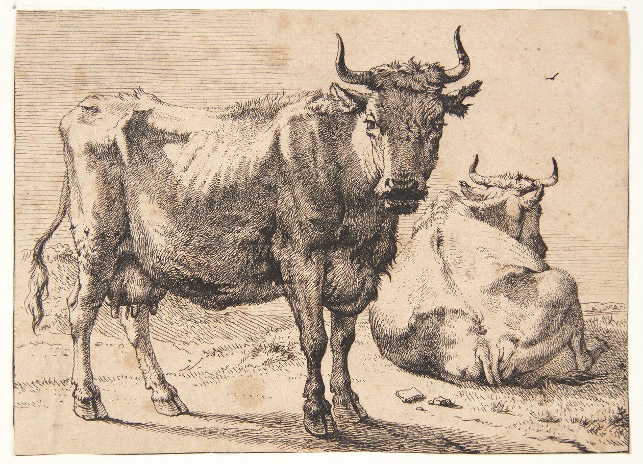 Ayakta ve yalancı inek by Paulus Potter