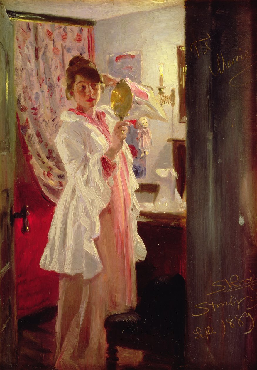 Sanatçının Karısı ile İç Mekan, 1889 (panel) by Peder Severin Krøyer