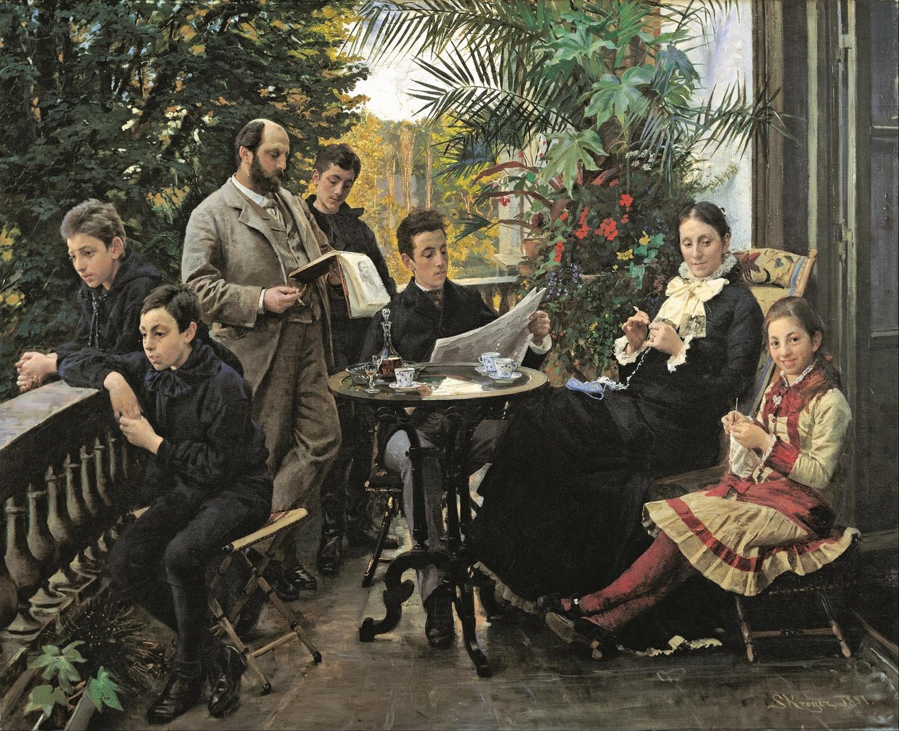 Hirschsprung aile portresi. Soldan Ivar, Aage, Heinrich, Oscar, Robert, Pauline ve Ell... by Peder Severin Krøyer
