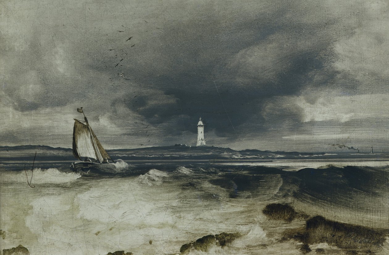 Deniz Feneri (panelde yağ) by Peder Balke